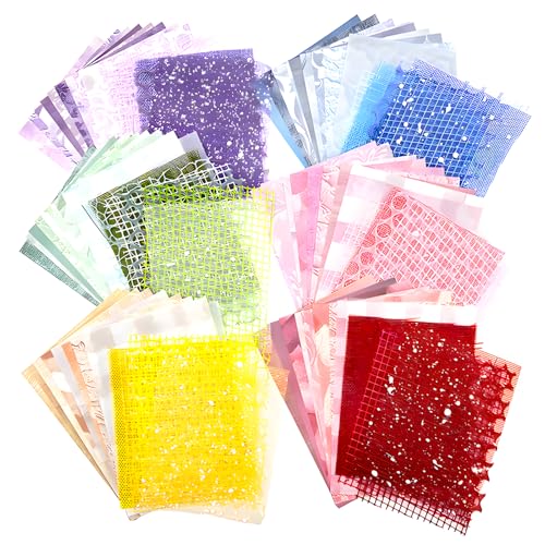 BADAO 90 Sheets Sticker Scrapbook Paper Supplies for DIY Mix Mesh Fabric Scrapbooking Kits 6 Pack 5.11x7.08Inch Textured Aesthetic Paper Scrap Book Material for DIY Decorative Mixed Set