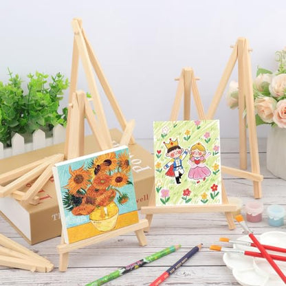 Yiksonyo 48 Pack 8 Inch Wooden Easel, Tabletop Wood Easels, Small Wooden Easel for Painting, Art, and Crafts - size: 48 Pack 8 Inch