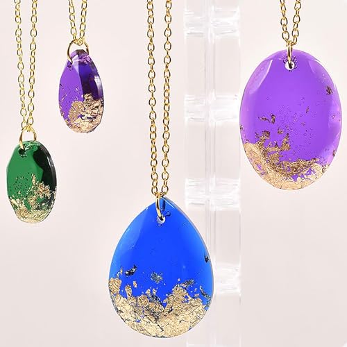 Waterdrop and Oval Resin Jewelry Molds,6 Cavities Silicone Pendant Molds for Resin Epoxy,Resin Casting Molds with Hanging Hole for DIY Gem Cabochon Pendant, Earring, Necklace Jewelry Making