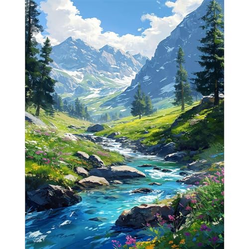 HITO Mountain Paint by Number for Adults-Landscape Paint by Numbers for Adults Beginner, Mountains Paint by Numbers for Gift Home Wall Decor (Mountain, 16x20 inch) - color: Landscape
