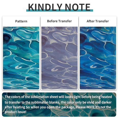 Blue Watercolor Pure Water Sublimation Transfer Ink Sheets for Sublimation Blanks Mug Tumbler T-Shirt Tote Bag,8 Sheets 12x12inch - color: Watercolor