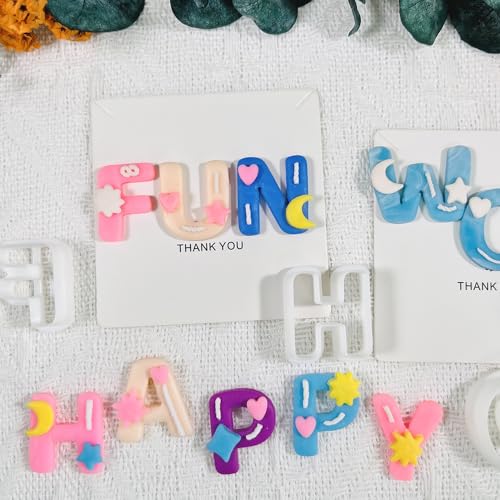 Xaekicr Alphabet Polymer Clay Cutters: 26 Pcs, Letter Designs for Polymer Clay Jewelry,Letter Clay Molds for DIY Custom Clay Earrings - color: M color