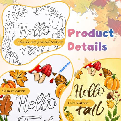 Anseal 12 Packs Fall Thanksgiving Pre Drawn Canvas to Paint, 5" X 7" Pre Printed Canvas for Kids, Pre Stretched Canvas Outline Painting Boards for Beginners, Students, Party Favor (Fall) - color: Fall