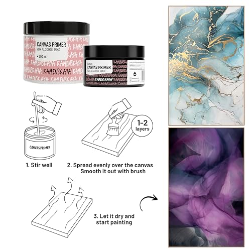 KAMENSKAYA Black Acrylic Gesso Primer for Alcohol Ink Painting on Canvases,16.9 fl oz (500 ml) - color: Black, size: 16.9 Fl Oz (Pack of 1)