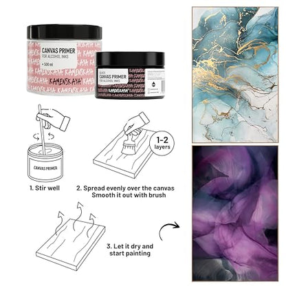 KAMENSKAYA Black Acrylic Gesso Primer for Alcohol Ink Painting on Canvases,16.9 fl oz (500 ml) - color: Black, size: 16.9 Fl Oz (Pack of 1)