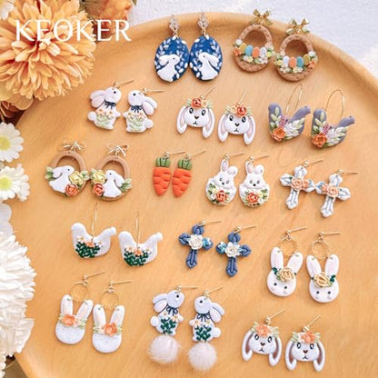 KEOKER Polymer Clay Earring Cutters Easter, 11 Shapes Easter Bunny Clay Cutters for Polymer Clay Jewelry - color: Easter clay cutters B
