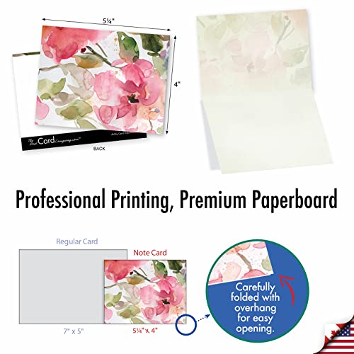 The Best Card Company - 10 Boxed Note Cards with Flowers - Blank Assorted Floral Notecards Bulk (4 x 5.12 Inch) - Lush Blooms M6591OCB - style: Lush Blooms
