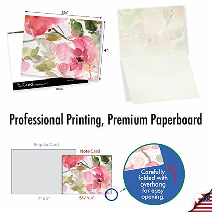 The Best Card Company - 10 Boxed Note Cards with Flowers - Blank Assorted Floral Notecards Bulk (4 x 5.12 Inch) - Lush Blooms M6591OCB - style: Lush Blooms