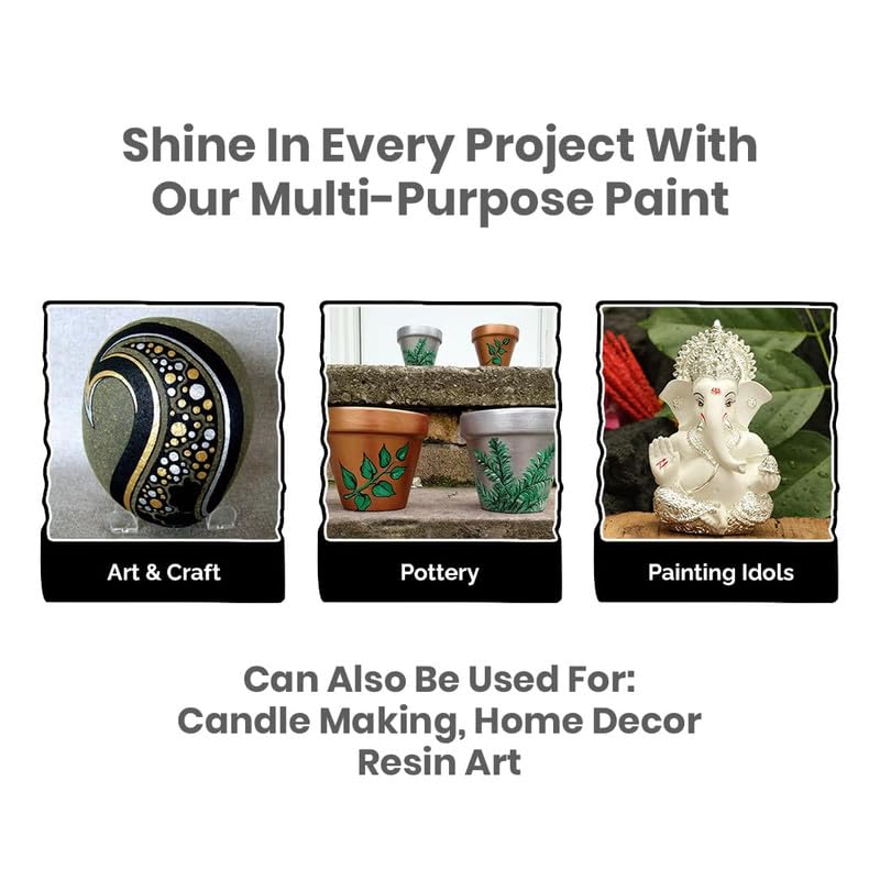 GRANOTONE Acrylic Venezia Metallic Colour, Non-Fading & Shimmering Metallic Acrylic Paint with Rich Pigments | Non-Toxic Metallic Colours Ideal for Kids, Artist & Beginners (Silver 50ml) - color: Silver 50ml