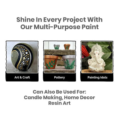 GRANOTONE Acrylic Venezia Metallic Colour, Non-Fading & Shimmering Metallic Acrylic Paint with Rich Pigments | Non-Toxic Metallic Colours Ideal for Kids, Artist & Beginners (Silver 50ml) - color: Silver 50ml