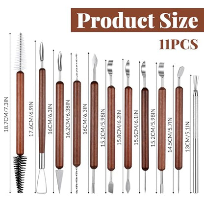 11 Pcs Double-Sided Polymer Carving Tool Kit Clay Tools Sculpting Polymer Modeling Clays Cutters Sculpture Set for Carving Ceramics Air Dry Polymers Clays
