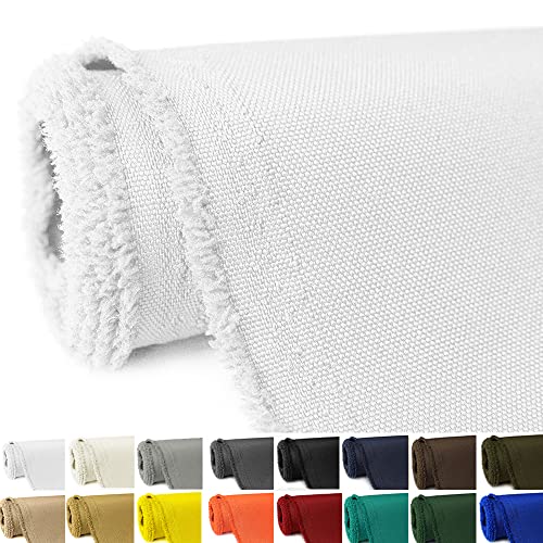 Waterproof Canvas Fabric by The Yard 58" W 600D Upholstery Polyester Material Indoor Outdoor Water Resistant Fabric for Chair Cushion Furniture Cover Sewing DIY Cloth, 1 Yard White - color: White, size: 1 Yard 36" x 58"