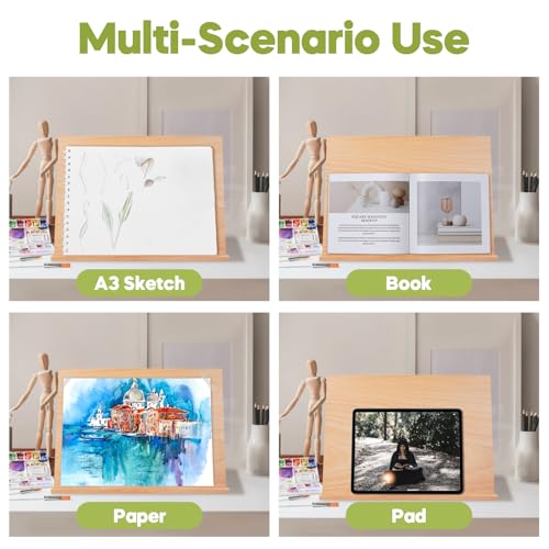 CONDA Wood Drafting Table Easel 17 Inches by 12.8 Inches Drawing and Sketching Board, A3 Drawing Board in 17 Inches by 12.8 Inches for Adults, Artists, Beginners & Students - style: Tabletop Easel
