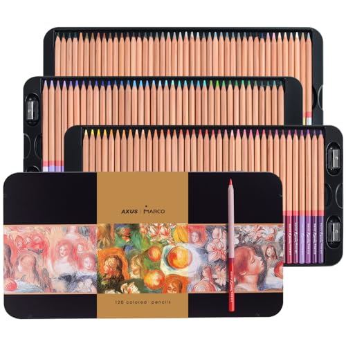 Oil-based Colored Pencils Set for Adult Professional Coloring 3.7mm Thick Core Unbreakable Great Color Rendering Iron Box Packed For Artists & Art Lovers (Renoir 3100 Series-120 Colors) - size: 1 Count (Pack of 120)