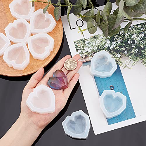 arricraft 10 Pcs Faceted Heart Silicone Resin Molds, Resin Casting Molds for for Resin Jewelry DIY Craft-Clear - color: Faceted Heart