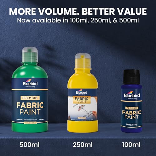 BLUEBIRD Fabric Paint, Cherry Red, 3.4 Fl Oz, Permanent Fabric Paints for Clothes, Furniture Upholstery - color: Cherry Red, size: 3.4 Fl Oz (Pack of 1)