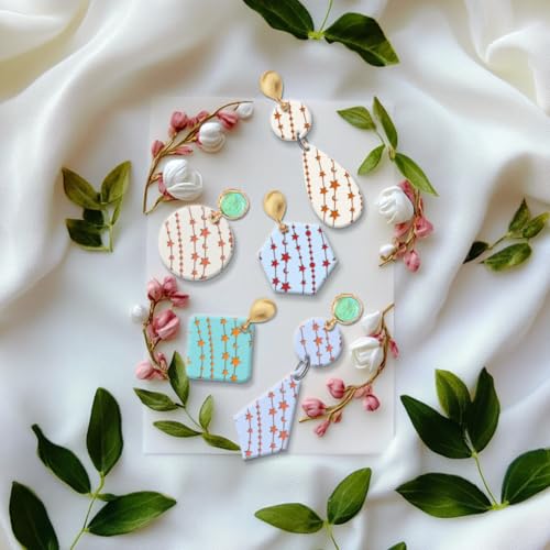 CHGCRAFT Stars Moon Polymer Clay Texture Sheets Silicone Texture Stamp Clay Texture Mat Modeling Pattern Pad Texture Sheets for Polymer Clay Jewelry and Clay Earrings Tools - style: Stars
