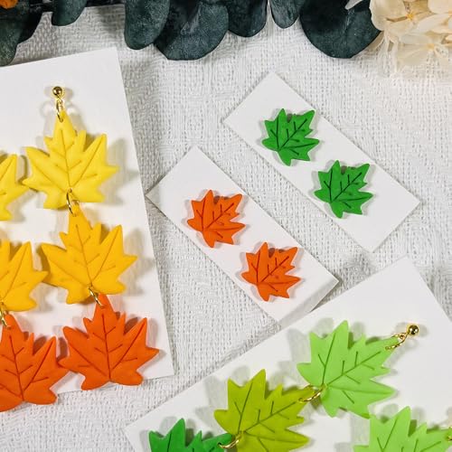 Xaekicr Polymer Clay Cutters Maple Leaf Set – 2PCS Fall Leaf Clay Earring Cutters for Polymer Clay Jewelry, Autumn Theme Clay Tools and Cutters for Earrings, Crafts and Seasonal DIY - color: J color