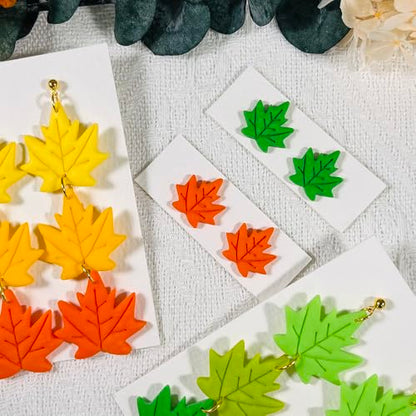 Xaekicr Polymer Clay Cutters Maple Leaf Set – 2PCS Fall Leaf Clay Earring Cutters for Polymer Clay Jewelry, Autumn Theme Clay Tools and Cutters for Earrings, Crafts and Seasonal DIY - color: J color