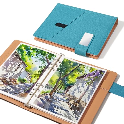 Lightwish Watercolor Sketchbook,100% Cotton Acid Free Watercolor Journal,300gsm/140lb Hot Press Watercolor Paper for Artists,Adults,Students,20 Sheets,9.25 * 6.3 Inches(Cloth Blue) - color: Cloth Blue