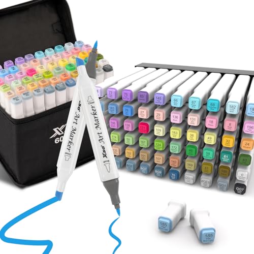 Alcohol Markers,60 Colors Dual Tip Brush & Chisel Tip Art Marker Set,for Blending & Shading,Ideal for Coloring Books and Professional Artwork,Includes Blender Pen & Portable Case,Ideal for All Ages - color: 60 Pastel Colors Brush & Chisel Tip