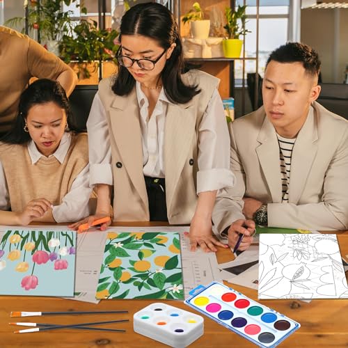 Ctosree 12 Sets Pre Drawn Canvas Kit for Painting Adults Sip and Paint Kit Art Pre Printed Canvas Bulk for Adult Date Night, Art Party & Holiday Gift(Flower,8 x 10 in) - size: 8 x 10 in, style: Flower