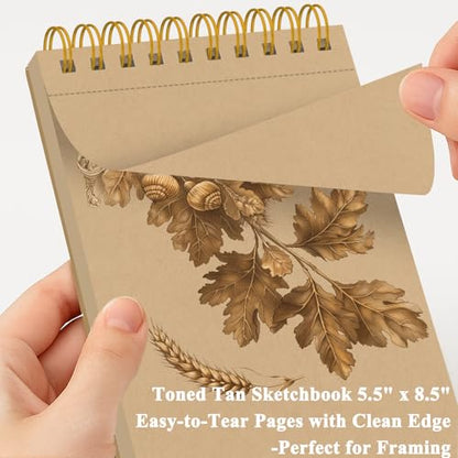 Fuxi Toned Tan Sketchbook, 2-Pack - 5.5" x 8.5" | 85lb/130gsm Toned Paper, 50 Sheets Per Pad. - color: Taned Tan
