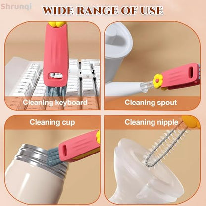 3 in 1 Bottle Cleaning Brush Set, Multifunction Silicone Cup Lid Gap Cleaner, Home Kitchen Crevice Cleaning Tools, Cute Colorful Rabbit，3 Pcs - color: 3pcs Multicolor