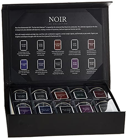 Monteverde USA Noir Ink Collection Gift Set – 10 Shades of Black Fountain Pen Inks, 30ml Bottles, Bold & Mysterious - color: Noir