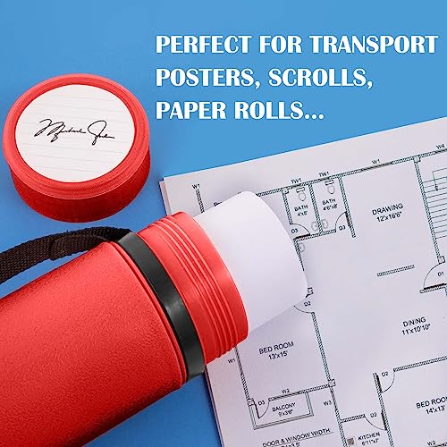 JJRING Red Poster Tube, 25" to 40" Extendable Poster Storage Holder Tube with Carrying Strap, Poster Carrying Case for Blueprints, Scrolls, Maps and Architect Papers - color: Red