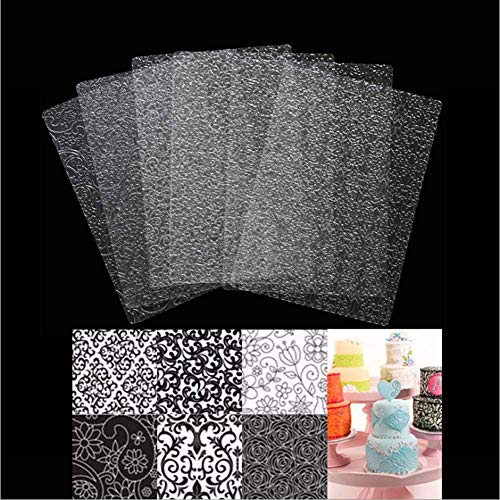 6PCS Texture Mat Stencil Molds Biscuit Cake Mold Floral Texture Fondant Transparent Printing Mould Baking Cake Decoration