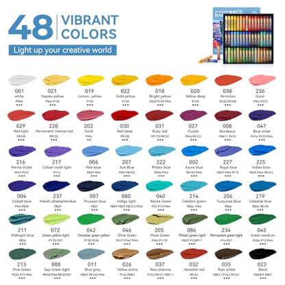 Paul Rubens Oil Pastels Set - 48 Vibrant Colors, Ultra-Soft and Creamy Texture, Easy to Blend for Artists and Beginners - Bullet Head Design for Drawing, Painting, Sketching - New Packaging - style: 48 Basic Colors