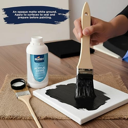 BLUEBIRD Studio Acrylic Gesso - Liquid Gesso Primer for Arylic Painting, Surface Prep Medium (Black, 16.9 Fl Oz) - color: Black, size: 16.9 Fl Oz (Pack of 1)
