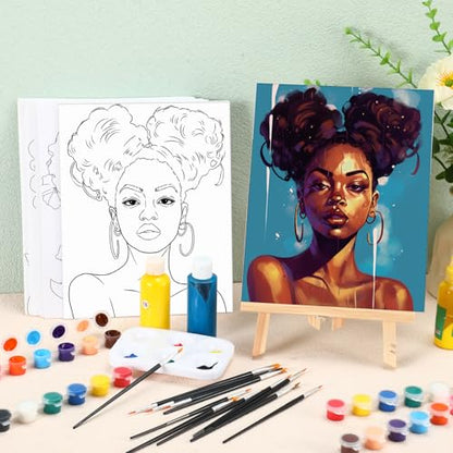 Dinifee 6 Pack Pre Drawn Canvas for Painting Pre Printed Canvas Kit 8 x 10 Inch Stretched Cotton Paint and Sip Set for Adults Couple Party Graduation Summer Date Night(Lover) - style: Lover