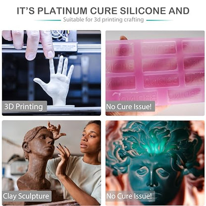BBDINO Platinum Silicone Mold Making 31A Special for 3D Printing Mold 1100g | Anti Cure Inhibition 1A:1B Mix Self Degassing 3h Fast Cure Silicone for 3D Printing Project & Clay Sculpture Molds Making