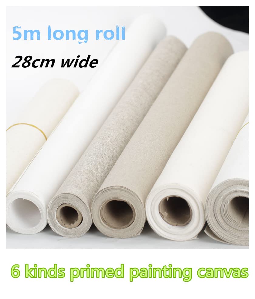 Cotton Canvas Roll, Canvas Roll for Painting Primed 0.28m x 5m Oil Acrylic Cotton Linen Multiple Materials(300g Rain Linen) - color: 300g Rain Linen