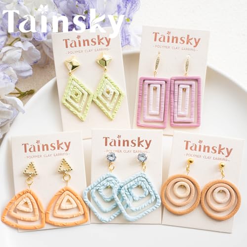 Tainsky Organic Shapes Clay Cutters for Polymer Clay Jewelry, 15 Shapes Basic Shapes Polymer Clay Cutters for Earrings - color: Basic-A