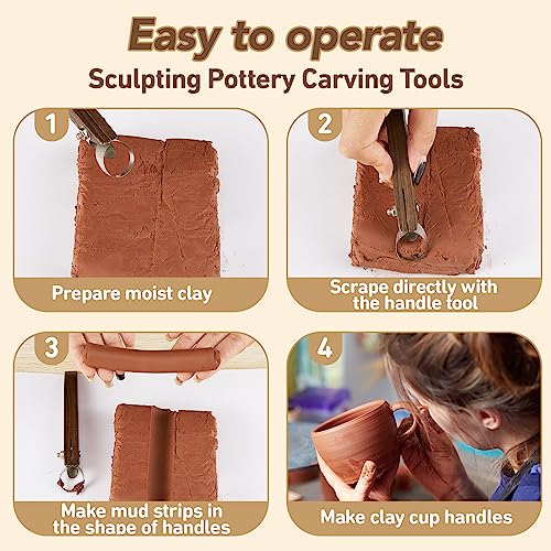 Therwen 2 Pcs Mug Handle Carving Tool, Pottery Handle Making Tool, Clay Extruder Trimming for Ceramic Tea Cup Mug Utensil Vase Clay Cutters Sculpture Craft(Classic Style) - color: Classic Style
