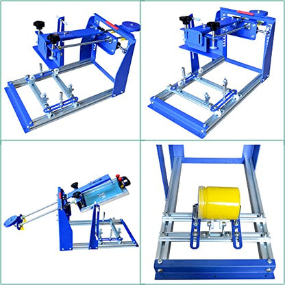 TECHTONGDA 8x10 Inches Cylindrical Screen Printing Machine for 6.7 Inches Diameter Cylinder Silk Screen Printing Press for Pen Cup Bottle