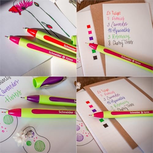 Schneider Xpress Premium Fineliner, 0.8 mm Porous Point, Light Green Ink, Pink Ink, Box of 10 Pens (190009) - color: Pink