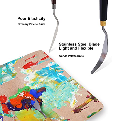 conda Palette Knife Painting Stainless Steel Spatula Palette Knife Oil Paint Metal Knives Wood Handle (Black 5 Piece)