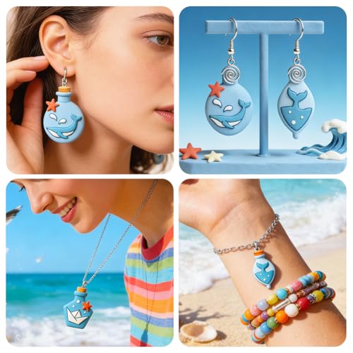 13Pcs Adrift Bottle Polymer Clay Cutters Sea Life Polymer Cutter for Clay Earrings Making Festival Jewelry DIY - color: Ocean Drift Bottle