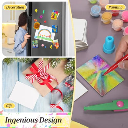 Engrowtic 25 Pcs Mini Magnetic Painting Canvas Panel Mini Canvas Boards for Painting Tile Art for Fridge Locker Art Crafts DIY(Rectangle,2 1/5 x 3 in) - size: 2 1/5 x 3 in, style: Rectangle