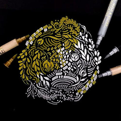 Kuretake Zig Gold and Silver pens Assortment Set, Professional Quality for Artist, Christmas Card, Brush Lettering, Illustration, Card Making, Writing, AP-Certified, Made in Japan