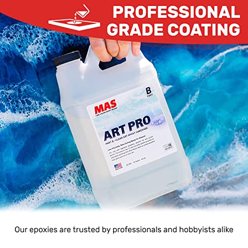 MAS Epoxies Art Pro Epoxy Clear Kit 2-Gallon (1-Gal Resin and 1-Gal Hardener) Low Viscosity and Enhanced UV Resistance, Ideal for Jewelry Making, Flower Preservation, and Other Resin Crafts - size: 2 Gallon