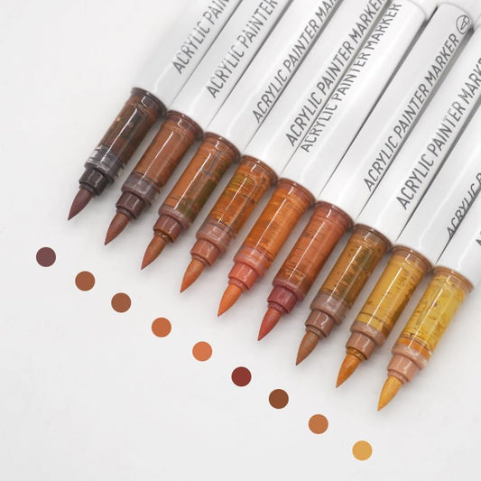 Water Based Acrylic Paint Markers, 9 Colors Acrylic Paint Pens Set with Soft Brush Tip, Marker Pen for Rock Painting, Egg, Wood, Glass, Paper, Acrylic Painter Ink (Black Series-2) - color: Black Series-2