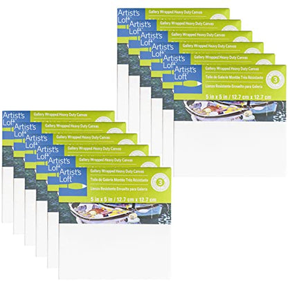 Artist's Loft Level 3 Gallery Wrapped Heavy Duty Canvas, 12 Pack - size: 5 x 5