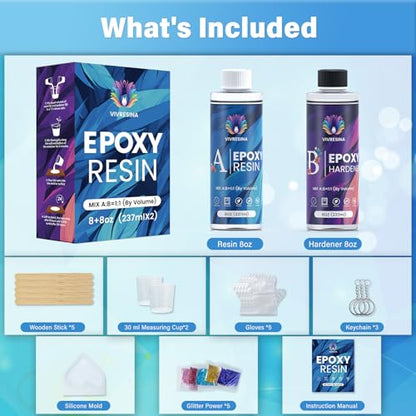 Epoxy Resin Kit for Beginners 16 OZ with Molds, Clear No Bubble Fast Curing Heat Resistant for Casting Coating Art DIY Craft Jewelry Making, Keychains - size: 16 OZ