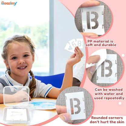 1 Inch 42 Pcs Reusable Letter Number Symbol Stencils, Plastic Painting Templates for Wood Wall Fabric Rock Chalkboard Signage School Door Porch DIY Art Craft Decoration Projects - size: 1 inch（White）
