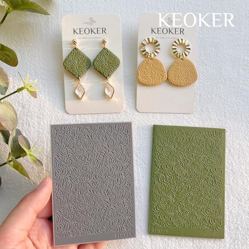 KEOKER Boho Texture Sheets for Polymer Clay, Earring Molds, Works with Boho Cutter, Same Effect as Texture Roller (3) - color: Boho3